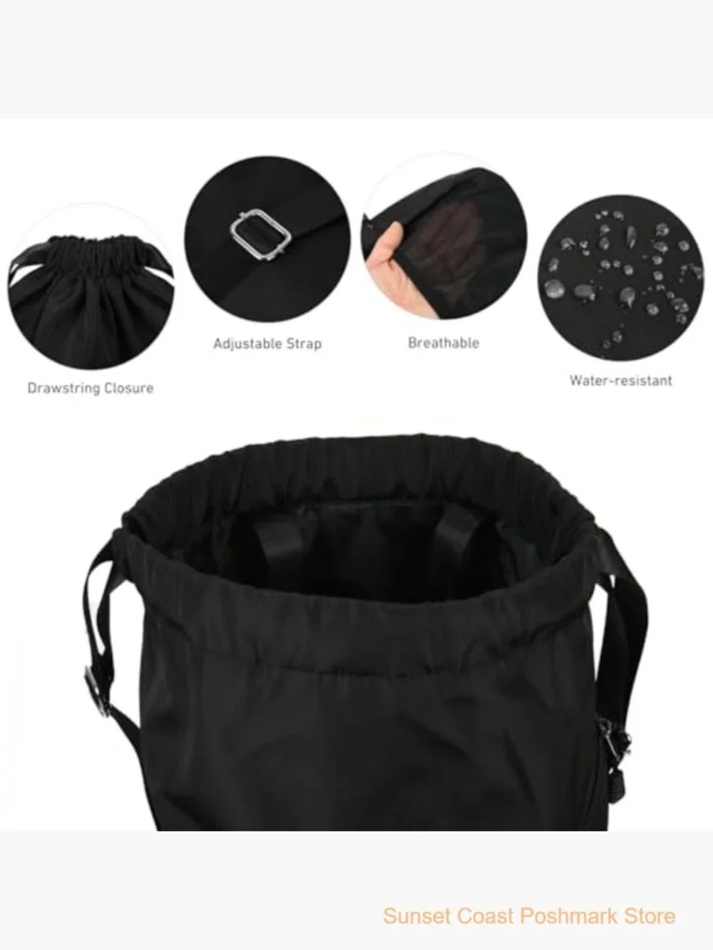 Waterproof Drawstring Gym Backpack Sports Bag with Multiple Pockets